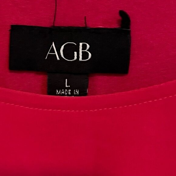 AGB Blouse Womens Large Red Chiffon Layered Sheer Overlay Dressy Top Flowing - Picture 2 of 3